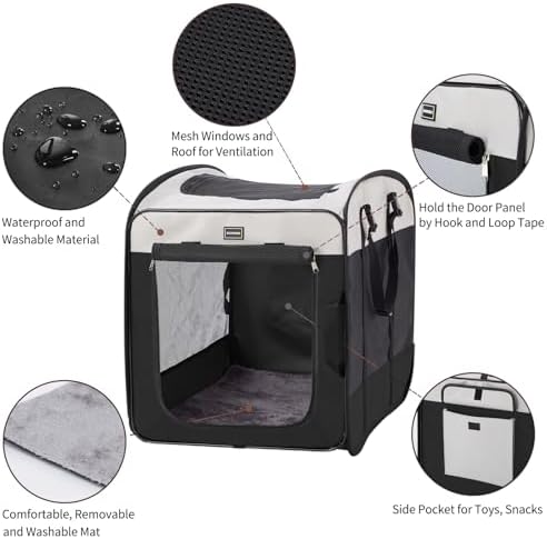 DONORO Dog Kennels and Crates for Medium Dogs, Portable Pop Up Indoor Pet Cage - Image 2