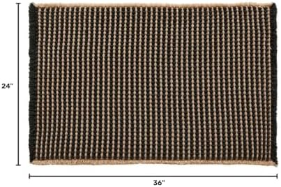 TYUU Waffle Bath Mat, Boho Bathroom Rugs Non Slip, 36x24 Khaki & Black - Image 2