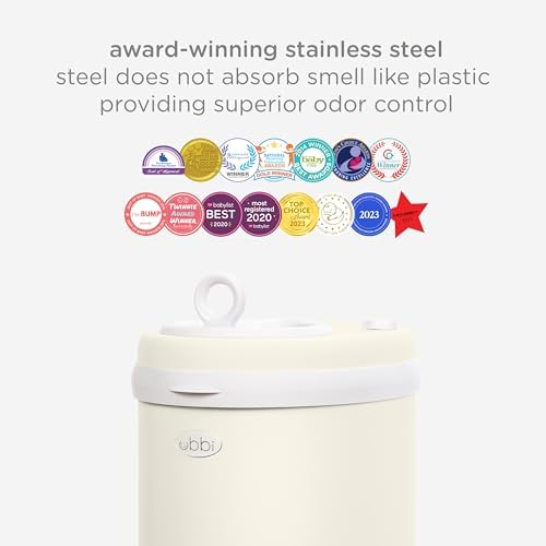 Ubbi Stainless Steel Diaper Pail, No Special Bag, Odor-Locking, Matte Ivory - Image 5