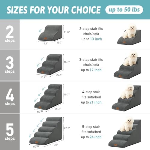 COZY KISS Dog Stair for Small Dog 11.8" H, 2 Step Pet Ramp for Chair - Image 2