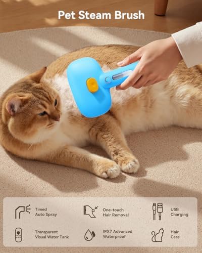 ROJECO 3-in-1 Pet Steam Brush, Spray Hair Removal Detangling Comb - Image 2