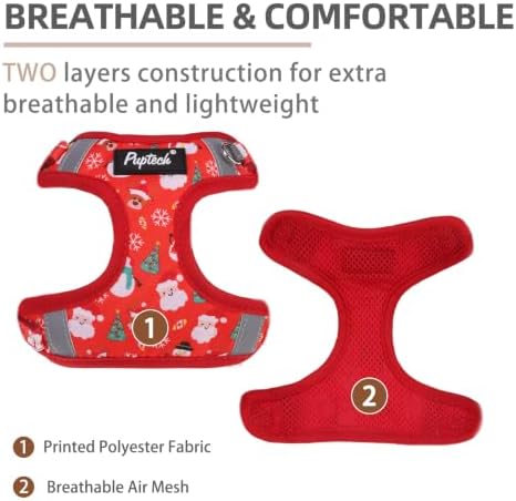 PUPTECK Christmas Dog Harness and Leash Set Small Sized, Step in No Pull - Image 2