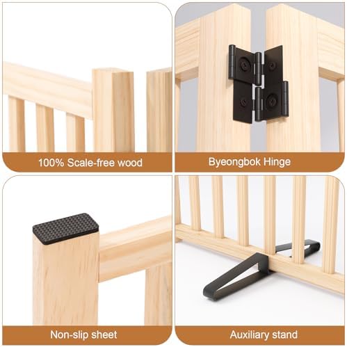 YOCAN Non-Painted Wooden Freestanding Dog Gates -5 Panels L:115" H:23" - Image 5
