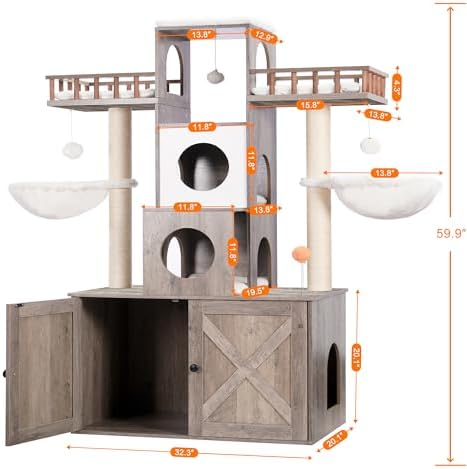 Heybly Cat Tree with Litter Box Enclosure - Image 3