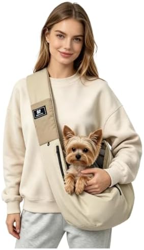 Dog Carrier Sling for Small Dogs & Cats, Puppy Sling Bag by GenJuw