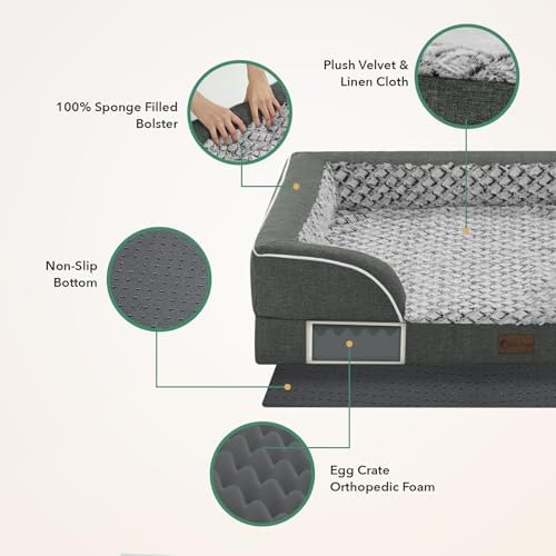 Orthopedic Dog Bed for Extra Large Dogs, Dark Grey - Image 6