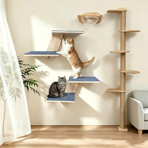 Cat Wall Shelves 2 Platform Kitten Tree Shape Wall-Mounted Floating Shelf - Image 5