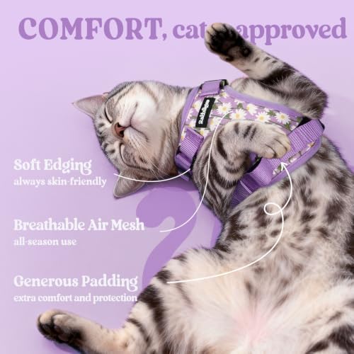 rabbitgoo Cat Harness and Leash Set, Escape Proof Vest, Purr-ple Daisy - Image 4