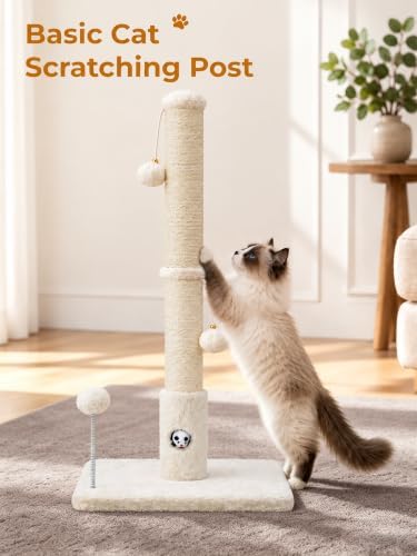 Woochpet Funny Cat Scratching Posts Sturdy Scratcher Posts 33'' Off White - Image 4
