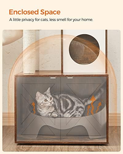 Feandrea Cat Tree with Litter Box Enclosure, 2-in-1 Condo - Image 6