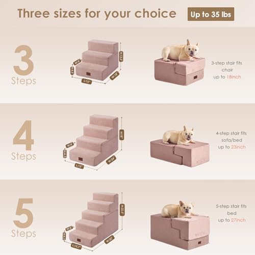 EHEYCIGA Dog Stairs for High Bed 25" H, Extra Wide Dog 5-Step - Image 2