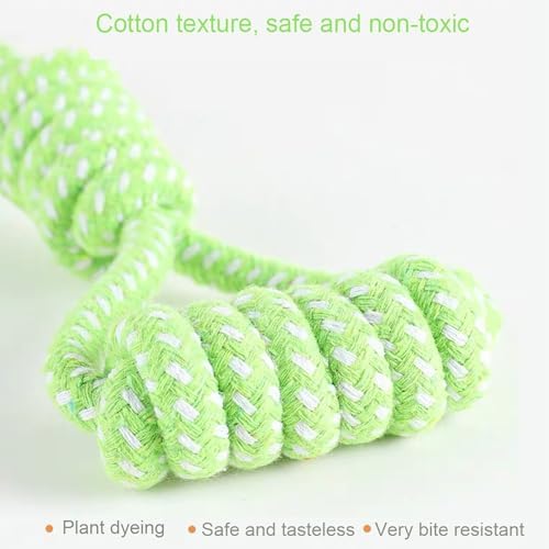 Sunglow Cotton Rope Weaving Dog Toy & Ring Toy Rubber, Cotton Rope Dog Chew Toys - Image 5