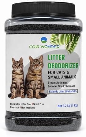 Coir Wonder Cat Litter Deodorizer – 2.2 Lb Activated Charcoal Carbon – Odor by CoirWonder