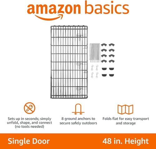 Amazon Basics Foldable Metal Indoor/Outdoor Dog Playpen, Octagonal Exercise Pen - Image 5