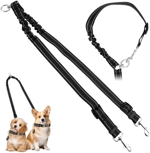 Double Dog Leash, 360° Swivel No Tangl-e Bungee Walking Training Leashes by Unknown