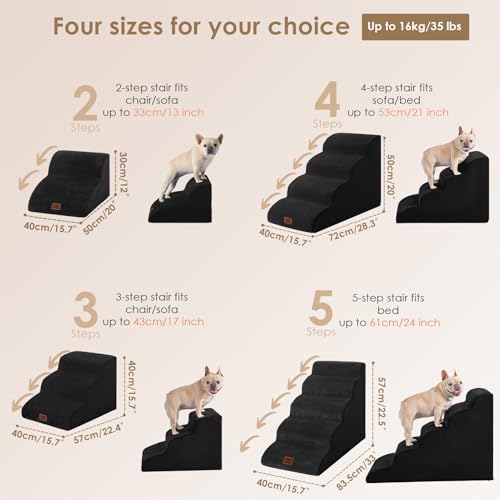 EHEYCIGA Curved Dog Stairs Ramp, 4-Step High Beds, 19.7" H Pet Step - Image 3