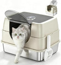 Flip-top Stainless Steel cat Litter Box, Fully Enclosed cat Toilet by Unknown