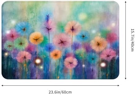 Colorful Watercolor Flowers Bath Mat 24x16 Inch Non-Slip Soft Microfiber - Image 3