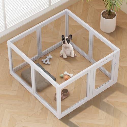 Clear Acrylic Dog Playpen Indoor Pet Pen, 8 Panels by ClimbHope
