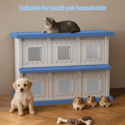 DRATO Outdoor Cat House Resin Double-Decker Weatherproof Cat Shelter Large - Image 5