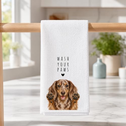 Dapple Doxie Kitchen Towel, Hand Towel, Dachshund Gifts - Image 3