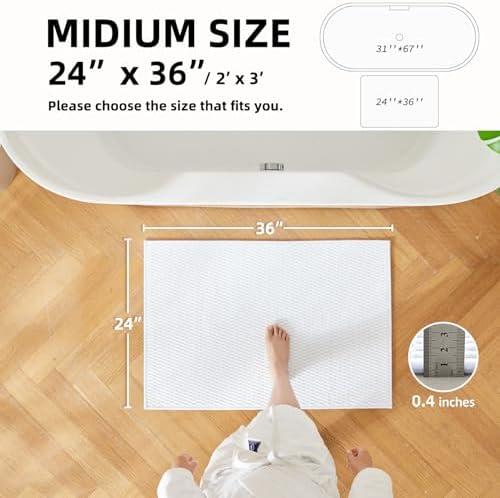 TYUU Bathroom Rugs Non Slip Washable, Super Absorbent Thin Bath Mat Quick Dry - Image 2