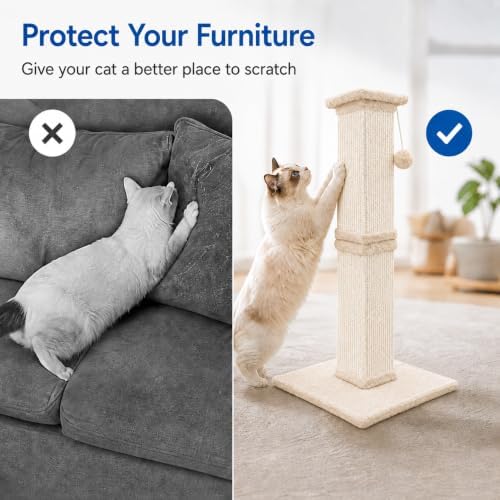 Cat Scratching Post for Indoor Cats, Sisal Cat Scratcherl, 32 Inch - Image 4
