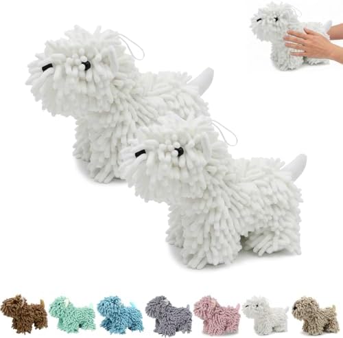 2Pcs Chenille Dog Hand Towel Fuzzy Ball Dog Towel Animal Hand Towels by FAGOBI