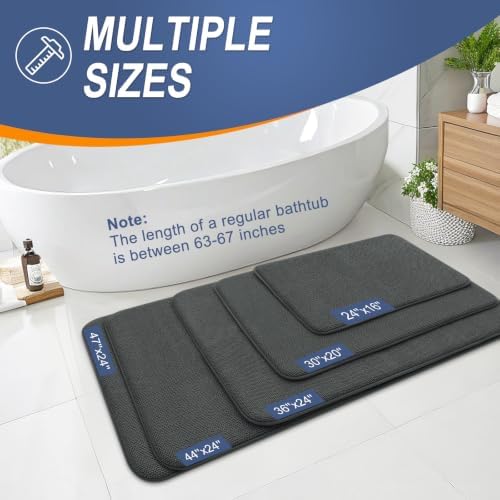 OLANLY Thick Memory Foam Bathroom Rugs 35x24, Absorbent Bath Mat, Dark Grey - Image 5