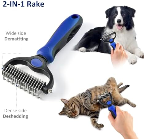 WePet Grooming Rake for Dogs & Cats, Double-Sided Deshedding Brush, Extra-Wide - Image 3