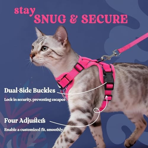 rabbitgoo Cat Harness and Leash Set, Escape Proof Vest, Coconut Fuchsia - Image 6