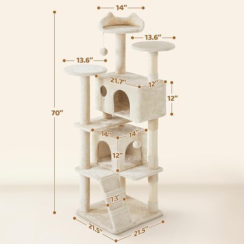 Yaheetech 70in Multi-Level Sturdy Cat Tree, Sisal Scratching Posts - Image 3