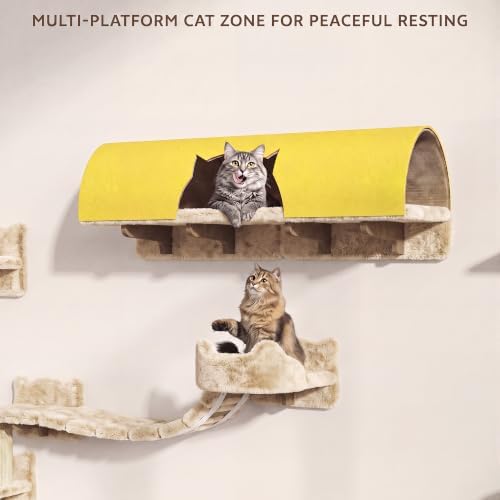 16-in-1 Cat Wall Shelves, Cat Furniture w/Tunnel & Bridge - Image 5