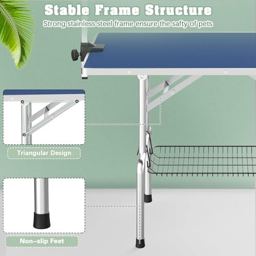 Lyromix 36'' Stainless Steel Pet Dog Grooming Table, Arm/Noose/Tray - Image 6