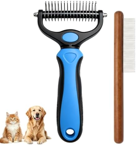 Pet Pro Grooming Tool for Dogs & Cats, 2-in-1 Blue Deshedding Brush & by Unknown
