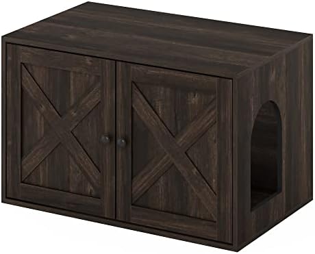 Furinno PELI Cat Litter Box Enclosure, Farmhouse Hidden Litter Box Furniture - Image 6