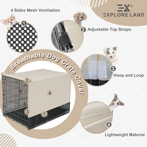 Explore Land Breathable Dog Crate Cover, 18 inches （Tan） - Image 5