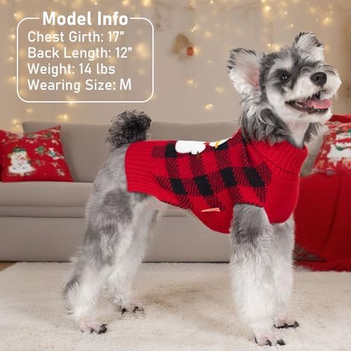 KYEESE Dog Christmas Sweater for Small Dogs with Red Buffalo Plaid Snowman - Image 4