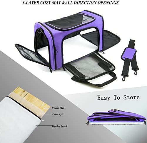 Soft Sided Carrier for Small Medium Cats Dogs, Removable Pad Collapsible Travel - Image 2