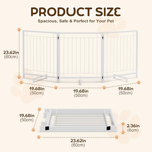 Free Standing Dog Fences Indoor, 3-Panel Foldable Dog Gate - Image 3