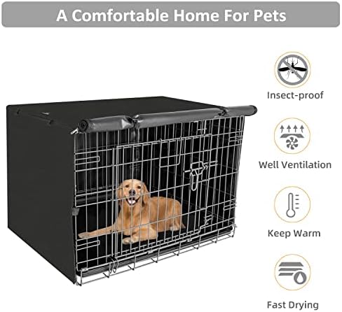 X-ZONE PET Dog Crate Cover Waterproof Kennel Cover, 42 in Black - Image 5