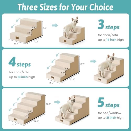 COZY KISS Dog Stairs for Small Dogs, 4 Step Pet Stairs for Beds & Couches - Image 3