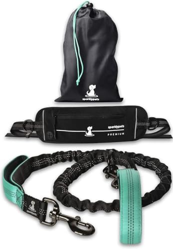 SparklyPets Hands Free Dog Leash, Medium & Large Breeds, Premium Teal by SparklyPets