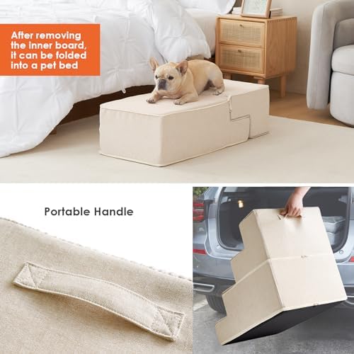 EHEYCIGA Dog Stairs for Bed 20" H, 4-Step Extra Wide Dog Steps - Image 6