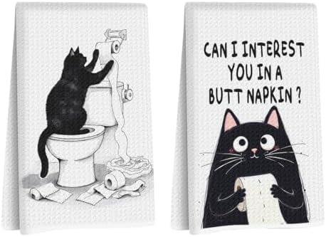 Hanamiya Na 2Pcs Funny cat Hand Towel by Hanamiya+Na