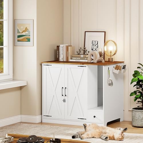 YUSING Large/Tall Cat Litter Enclosure, Litter Box Furniture Hidden, Cat Litter - Image 7