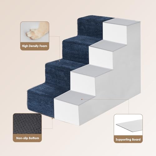 EHEYCIGA Dog Stairs for Bed 18" H, 4-Step Dog Steps for High Bed - Image 3