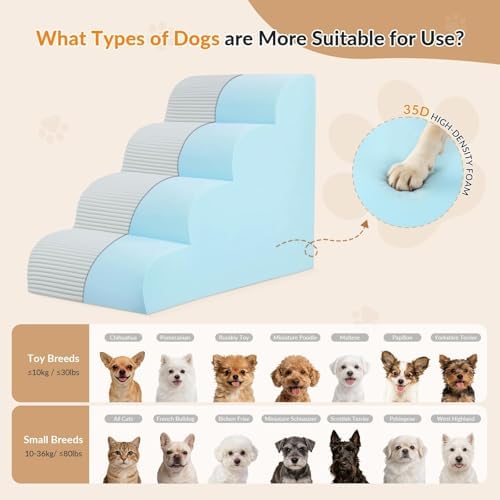 Dog Stairs for Bed Up to 24" H, Extra Height 22.8" 4-Step Pet Steps for Small - Image 5