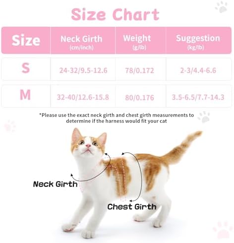 Cat Harness and Leash Set, Escape Proof Soft Vest Walk Pink Medium - Image 2