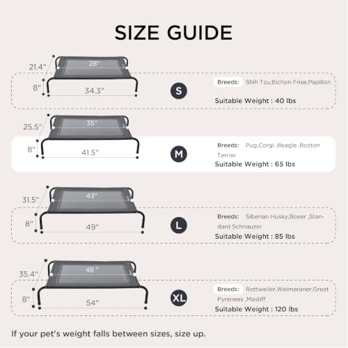Bedsure Outdoor Elevated Cooling Dog Bed Medium Size Dog, 41in Grey - Image 5